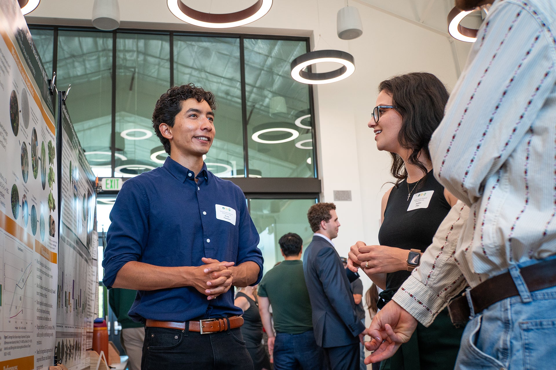 A Cal Poly student presents his findings during the Summer Undergraduate Research Program final.