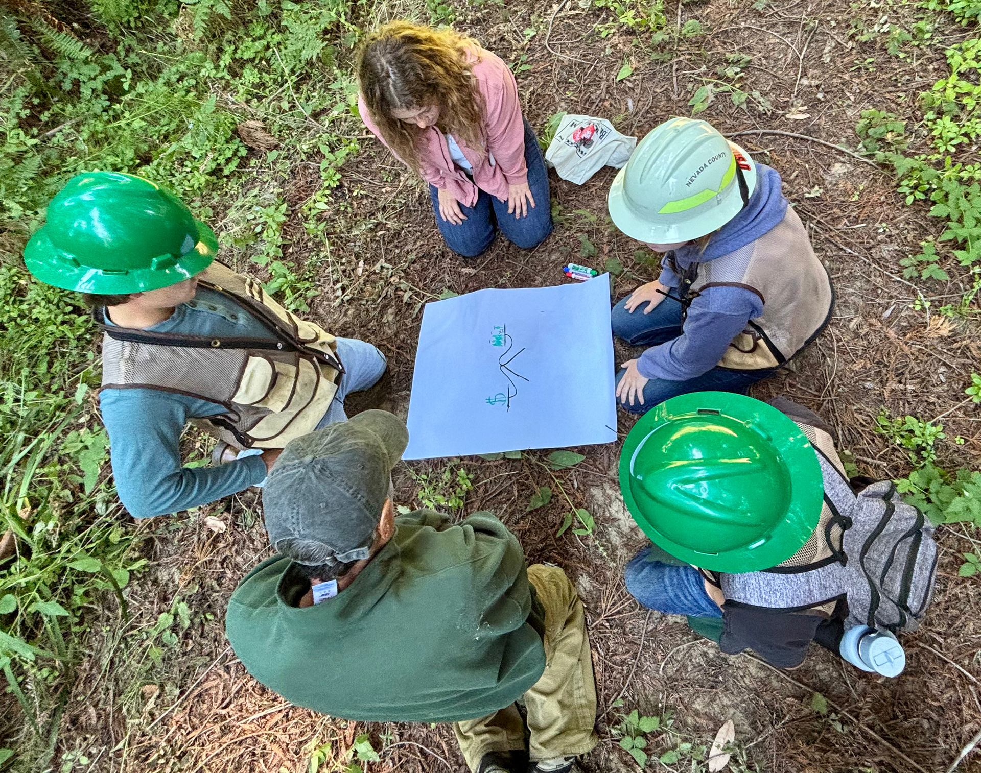 Student study a map at Swanton Pacific Ranch. 