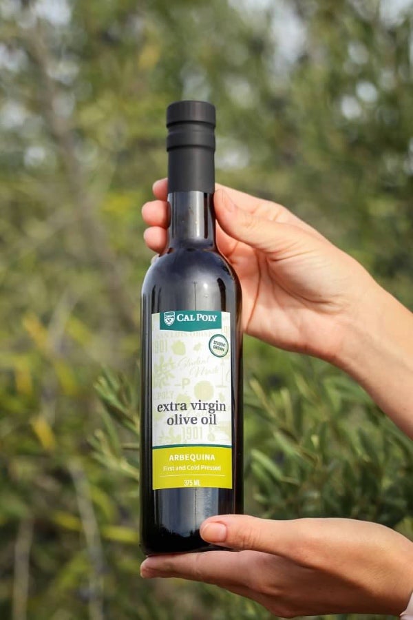 Cal Poly extra virgin olive oil bottle