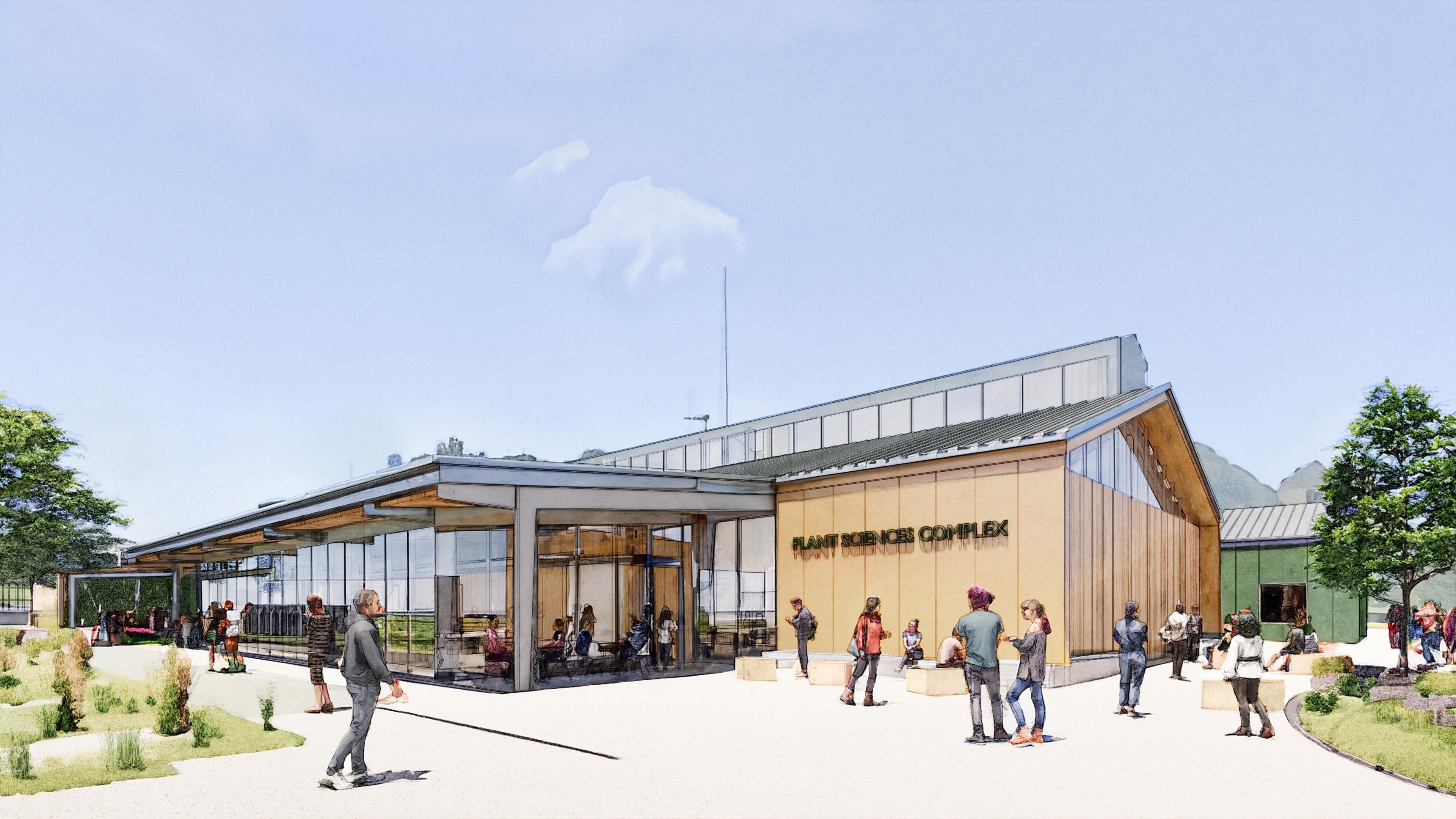 An architectural rendering of the new Plant Sciences complex. 