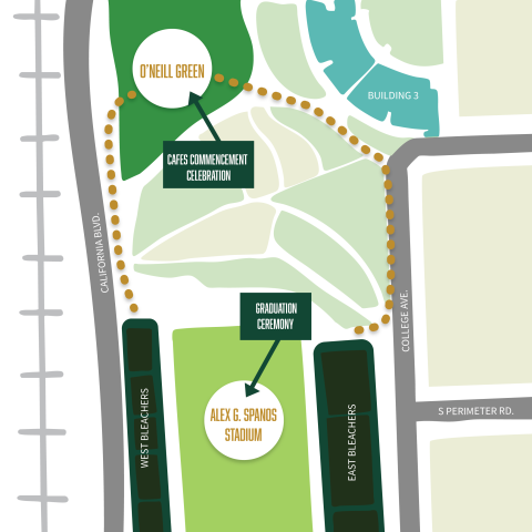 The College of Agriculture, Food and Environmental Sciences graduation map