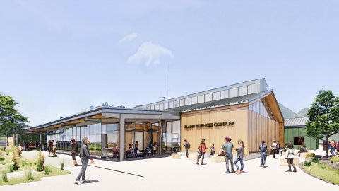 An architectural rendering of the new Plant Sciences complex. 