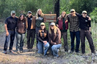Cal Poly students with Dean Brian Hortan at Swanton Pacific Ranch. 
