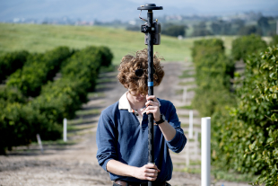 Cal Poly students take readings as they GIS map Bartleson Ranch and Conservatory in Arroyo Grande. 