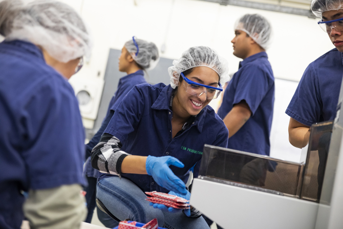 Student employees produce Cal Poly Chocolates Milk Chocolate bars for sale on campus and around San Luis Obispo County.