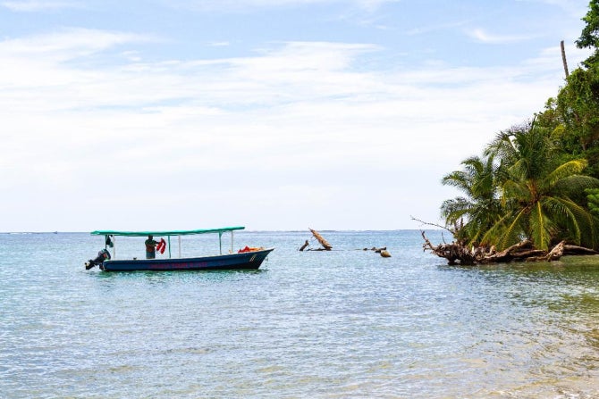 A small boat off the beach in Costa Rica. 