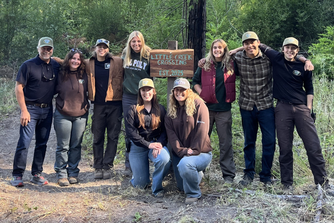 Cal Poly students with Dean Brian Hortan at Swanton Pacific Ranch. 