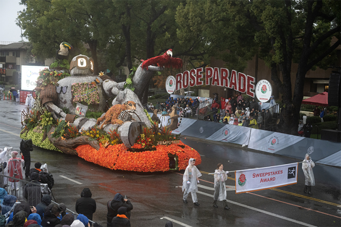 Cal Poly Rose Parade float on January 1, 2026.