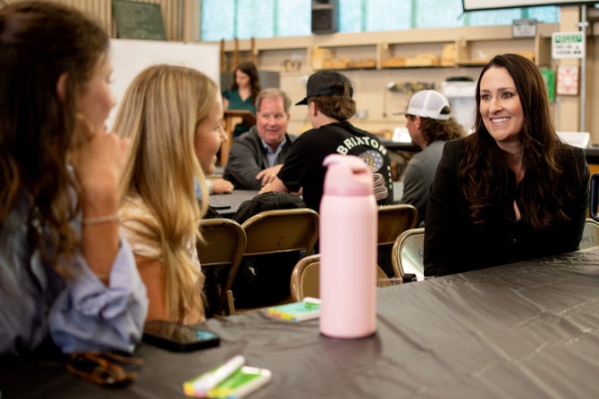 Students talk with industry professionals during the College of Agriculture, Food and Environmental Sciences Connections. 