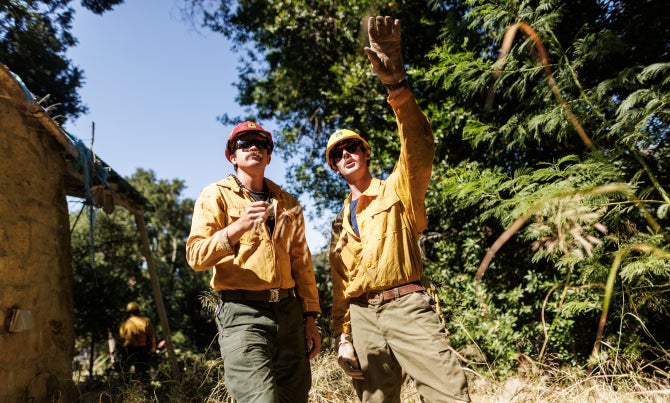 Santa Lucia Crew 7, a Type II U.S. Forest Service handcrew based in Los Padres National Forest in southern and central California, includes many Cal Poly students. Here they work on the Lake Fire in Santa Barbara County.