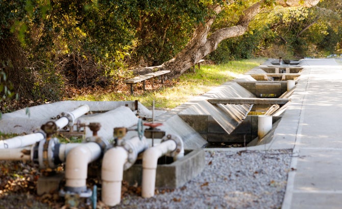 The Cal Poly Water Resources Facility used for irrigation teaching programs, and provides Cal Poly with a unique, closely situated field laboratory for practical demonstrations and laboratory exercises.